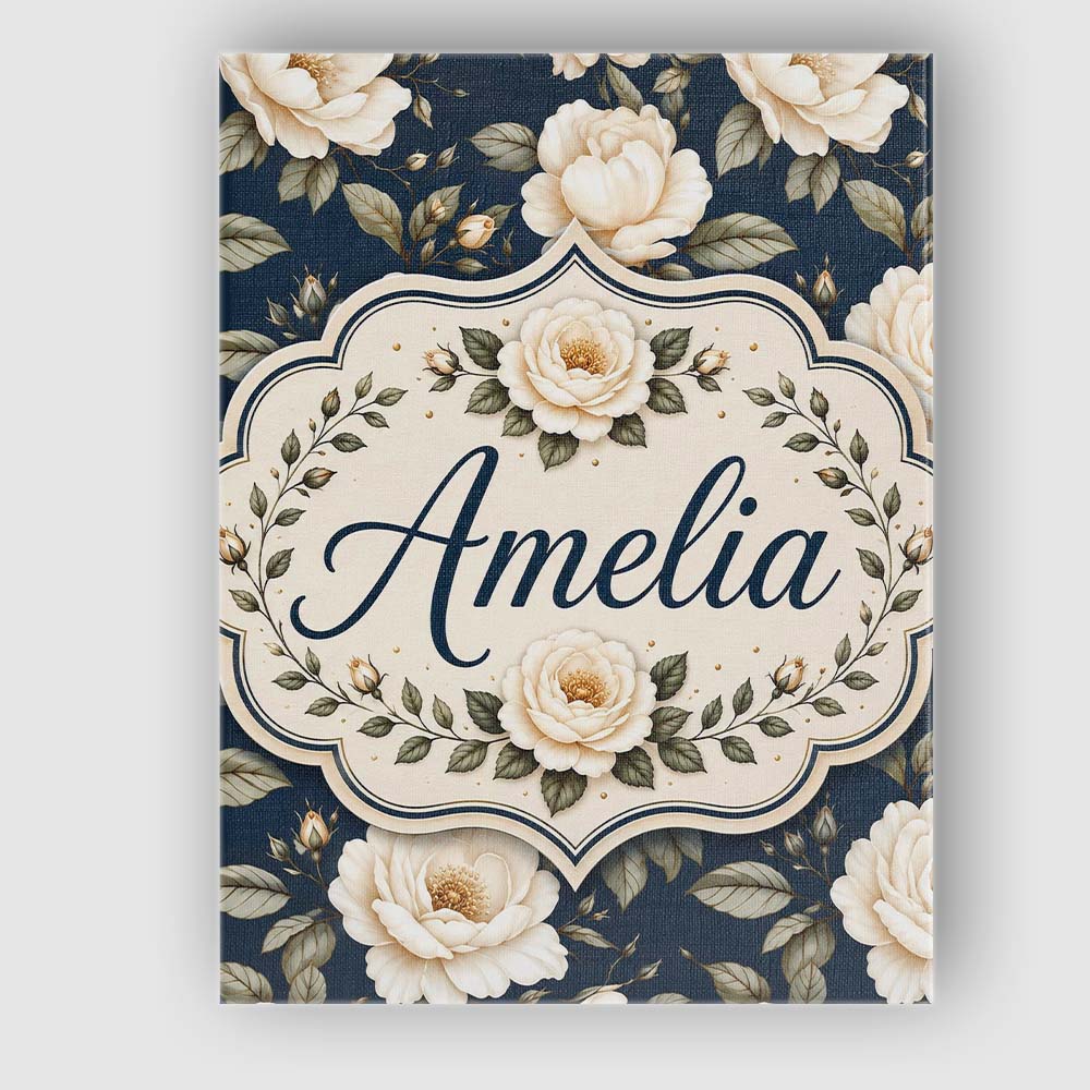 Personalised Name Elegant Beige Roses on Custom  Interior Decorative Contemporary Canvas Wall Art Print Decor Picture Ready to Hang