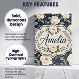 Personalised Name Elegant Beige Roses on Custom  Interior Decorative Contemporary Canvas Wall Art Print Decor Picture Ready to Hang