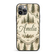 Rustic Evergreen Trees Vintage Printed Design Custom Name Protective Phone Case Mobile Cover Durable Everyday Smartphone Shock Resistant