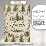 Rustic Evergreen Trees Vintage Wood Texture Seamless Pattern Lovely  Personalised Custom Name Super Soft Fleece Blanket Bed Sofa Throw