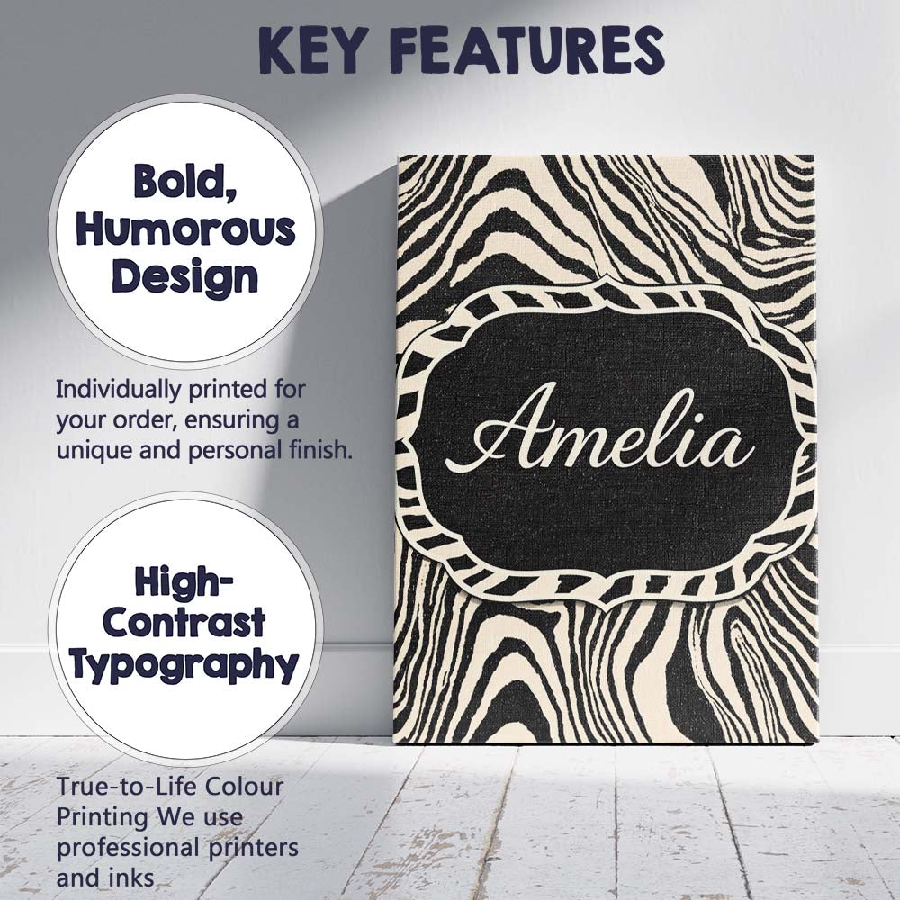 Personalised Name Layered Contour Waves Black Cream Topographic Custom  Statement Canvas Wall Art Print Decor Picture Ready to Hang