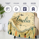 Hanging Ornaments Mid Century Seamless Pattern Cute Unique Gift  Personalised Custom Name Super Soft Fleece Blanket Bed Sofa Throw