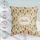 Custom Name Geometric Capsule Shapes Vertical Seamless Pattern Square Filled Cushion Throw Pillow Sofa Bed Home Decor Zip Washable UK Made