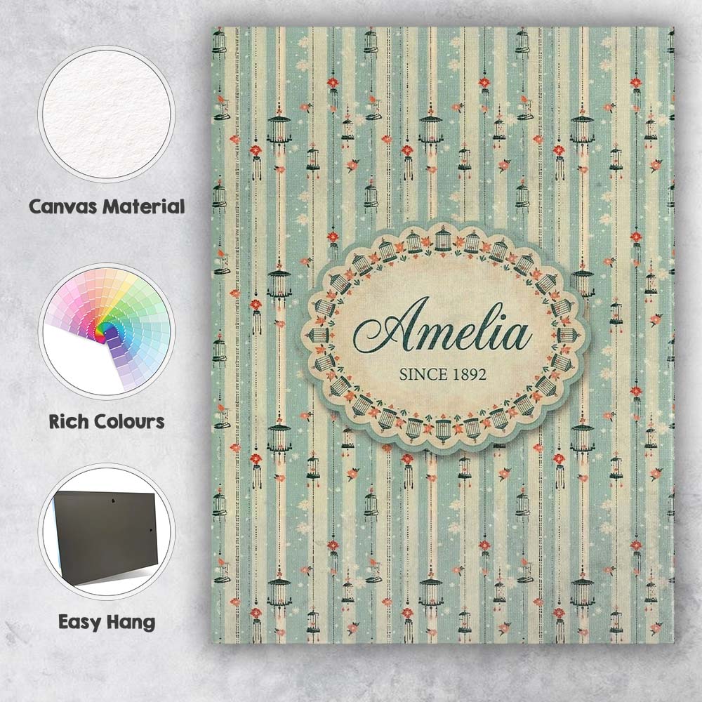 Personalised Name Classic Decorative Custom Contemporary Display Creative Decorator Style Canvas Wall Art Print Decor Picture Ready to Hang