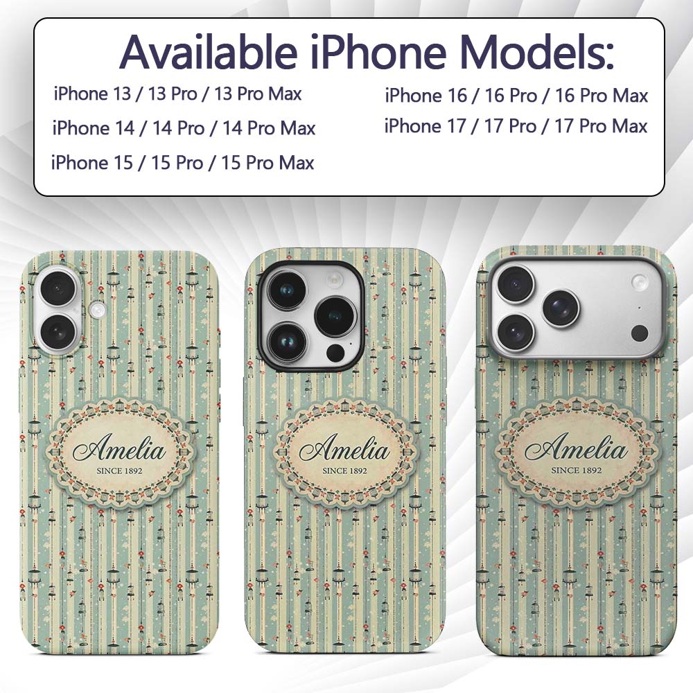 Classic Decorative Birdcages Decorative Design Custom Name Protective Phone Case Mobile Cover Durable Everyday Smartphone Shock Resistant