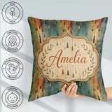 Custom Name Rustic Hanging Metal Bells Distressed Paint Seamless Square Filled Cushion Throw Pillow Sofa Bed Home Decor Zip Washable UK Made