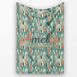 Mid Century Leaf Drop Shapes Teal Background Seamless Pattern Lovely  Personalised Custom Name Super Soft Fleece Blanket Bed Sofa Throw