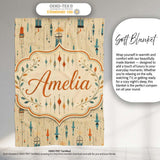 Vintage Hanging Birdcages and Floral Elements Seamless Pattern  Personalised Custom Name Super Soft Fleece Blanket Bed Sofa Throw