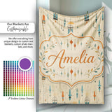 Vintage Hanging Birdcages and Floral Elements Seamless Pattern  Personalised Custom Name Super Soft Fleece Blanket Bed Sofa Throw