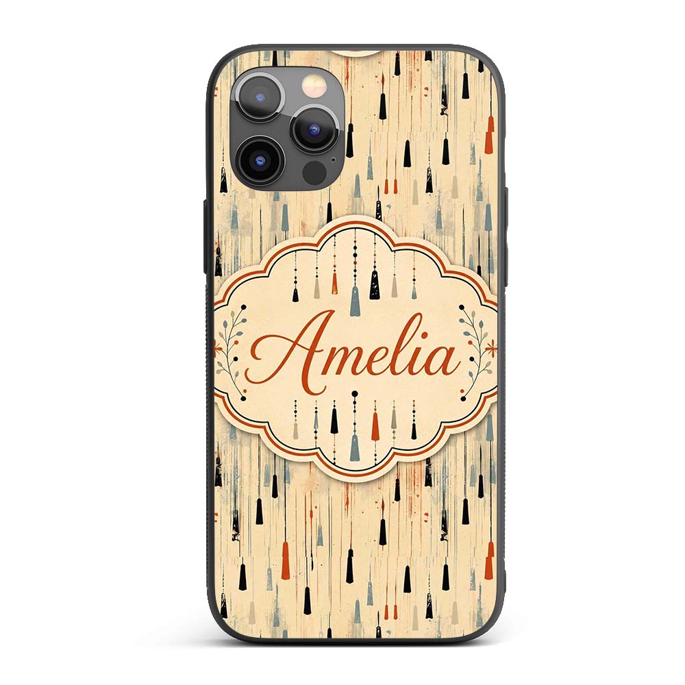 Minimalist Vertical Abstract Drops Printed Design Custom Name Protective Phone Case Mobile Cover Durable Everyday Smartphone Shock Resistant