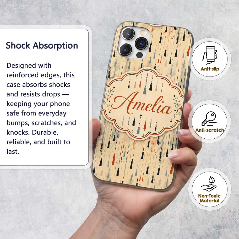 Minimalist Vertical Abstract Drops Printed Design Custom Name Protective Phone Case Mobile Cover Durable Everyday Smartphone Shock Resistant
