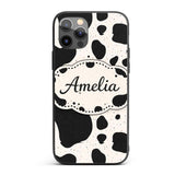 Speckled Organic Shapes Black Cream Abstract Spot Custom Name Protective Phone Case Mobile Cover Durable Everyday Smartphone Shock Resistant