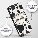 Speckled Organic Shapes Black Cream Abstract Spot Custom Name Protective Phone Case Mobile Cover Durable Everyday Smartphone Shock Resistant