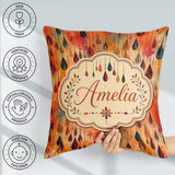 Custom Name Autumn Raindrop Abstract Watercolor Seamless Pattern Square Filled Cushion Throw Pillow Sofa Bed Home Decor Zip Washable UK Made