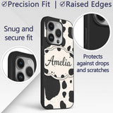 Speckled Organic Shapes Black Cream Abstract Spot Custom Name Protective Phone Case Mobile Cover Durable Everyday Smartphone Shock Resistant
