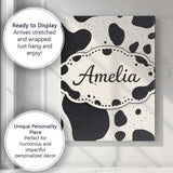 Personalised Name Speckled Organic Shapes Black Cream Abstract Spot Custom Canvas Wall Art Print Decor Picture Ready to Hang