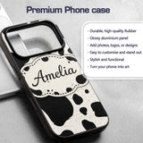 Speckled Organic Shapes Black Cream Abstract Spot Custom Name Protective Phone Case Mobile Cover Durable Everyday Smartphone Shock Resistant