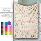 Colorful Watercolor Hanging Tassels Abstract Soft Background Lovely  Personalised Custom Name Super Soft Fleece Blanket Bed Sofa Throw