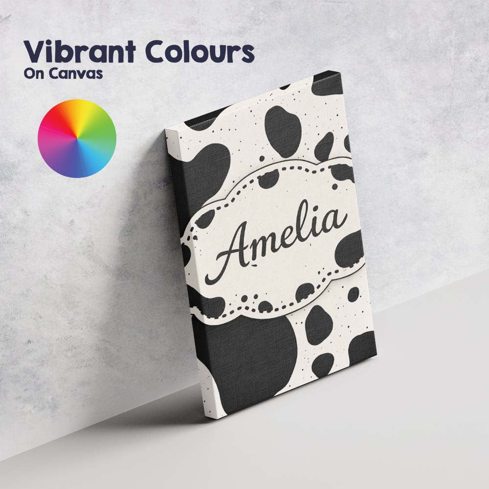 Personalised Name Speckled Organic Shapes Black Cream Abstract Spot Custom Canvas Wall Art Print Decor Picture Ready to Hang