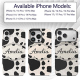 Speckled Organic Shapes Black Cream Abstract Spot Custom Name Protective Phone Case Mobile Cover Durable Everyday Smartphone Shock Resistant