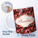 Personalized Custom Name Bright Paint Splash Multicolour Abstract Pattern Cute Unique Gift 11oz Ceramic Coffee Tea Mug White Large Handle