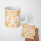 Personalized Custom Name Cute Fire Chick Cartoon Animal Pattern Perfect Gift for Her Lovely 11oz Ceramic Coffee Tea Mug White Large Handle