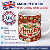Personalized Custom Name Gingerbread House Cupcake Cocoa Holly Christmas Treats Seamless 11oz Ceramic Coffee Tea Mug White Large Handle