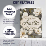 Personalised Name Classic Magnolia Blossoms Custom  Bespoke Interior Contemporary Canvas Wall Art Print Decor Picture Ready to Hang