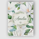 Personalised Name Soft White Magnolia Custom Modern Room Accent Creative Decorator Style Canvas Wall Art Print Decor Picture Ready to Hang