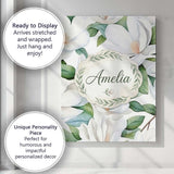 Personalised Name Soft White Magnolia Custom Modern Room Accent Creative Decorator Style Canvas Wall Art Print Decor Picture Ready to Hang