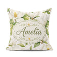 Custom Name Elegant White Magnolia Flowers Green Leaves Seamless Square Filled Cushion Throw Pillow Sofa Bed Home Decor Zip Washable UK Made