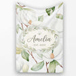 Delicate Magnolia Flowers and Buds Seamless Pattern Cute Unique Gift  Personalised Custom Name Super Soft Fleece Blanket Bed Sofa Throw