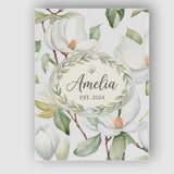 Personalised Name Delicate Magnolia Flowers Custom  Bespoke Interior Contemporary Canvas Wall Art Print Decor Picture Ready to Hang