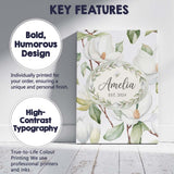 Personalised Name Delicate Magnolia Flowers Custom  Bespoke Interior Contemporary Canvas Wall Art Print Decor Picture Ready to Hang
