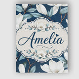 Personalised Name Magnolia Flowers with Custom  Modern Room Accent Elegant Feature Canvas Wall Art Print Decor Picture Ready to Hang