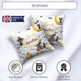 Custom Name Halloween Witch Girl with Black Cats and Stars Greys Square Filled Cushion Throw Pillow Sofa Bed Home Decor Zip Washable UK Made