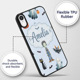 Halloween Zombie Mummy Vampire and Bat Characters Custom Name Protective Phone Case Mobile Cover Durable Everyday Smartphone Shock Resistant