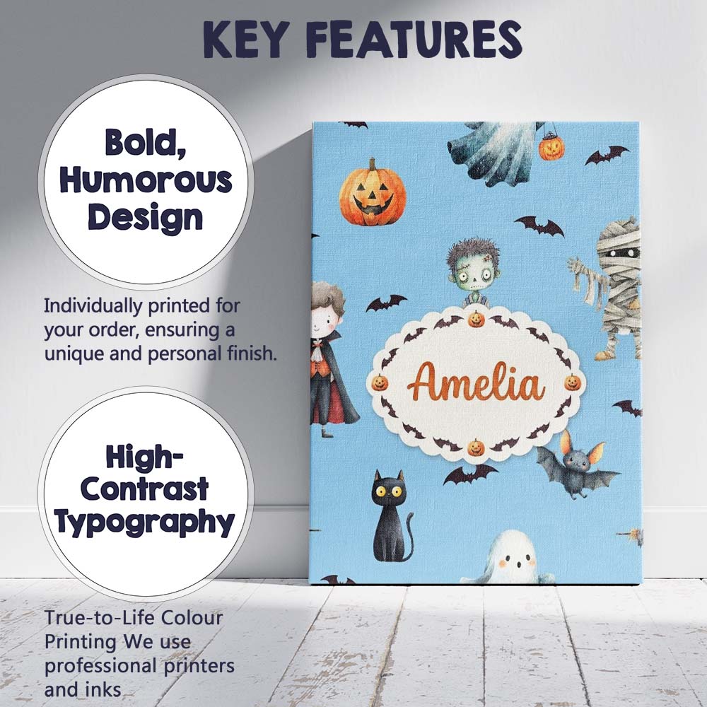 Personalised Name Halloween Zombie Mummy Custom  Unique Gift Idea Elegant Feature Canvas Wall Art Print Decor Picture Ready to Hang