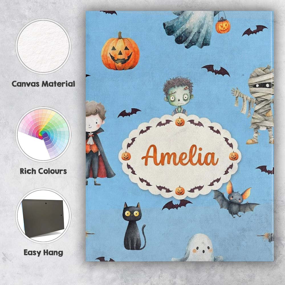 Personalised Name Halloween Zombie Mummy Custom  Unique Gift Idea Elegant Feature Canvas Wall Art Print Decor Picture Ready to Hang
