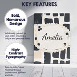 Personalised Name Painterly Block Shapes Black Beige Modern Abstract Custom  Home Canvas Wall Art Print Decor Picture Ready to Hang