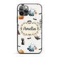 Halloween Zombie Mummy Vampire and Bat Characters Custom Name Protective Phone Case Mobile Cover Durable Everyday Smartphone Shock Resistant