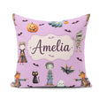 Custom Name Halloween Zombie Mummy Vampire Characters Background Square Filled Cushion Throw Pillow Sofa Bed Home Decor Zip Washable UK Made
