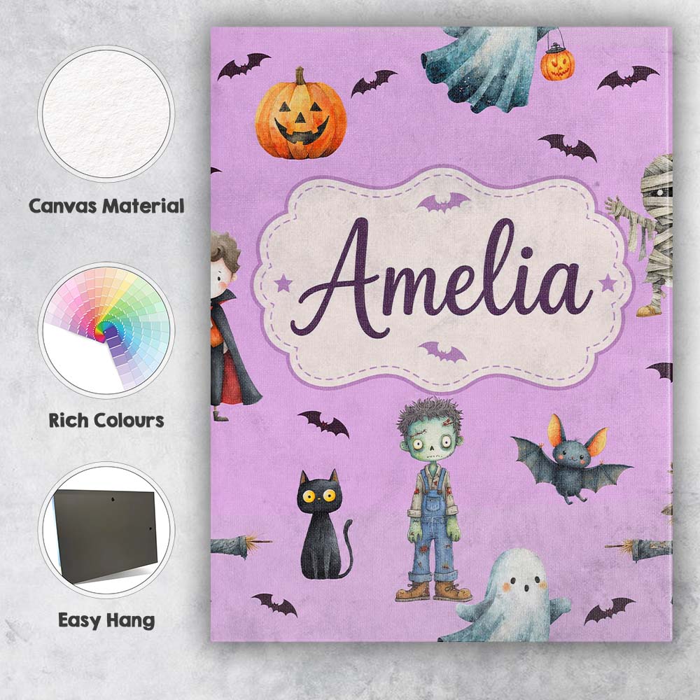 Personalised Name Halloween Zombie Mummy Custom  Unique Gift Idea Elegant Feature Canvas Wall Art Print Decor Picture Ready to Hang