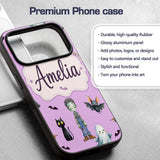 Halloween Zombie Mummy Vampire Characters Purple Custom Name Protective Phone Case Mobile Cover Durable Everyday Smartphone Shock Resistant