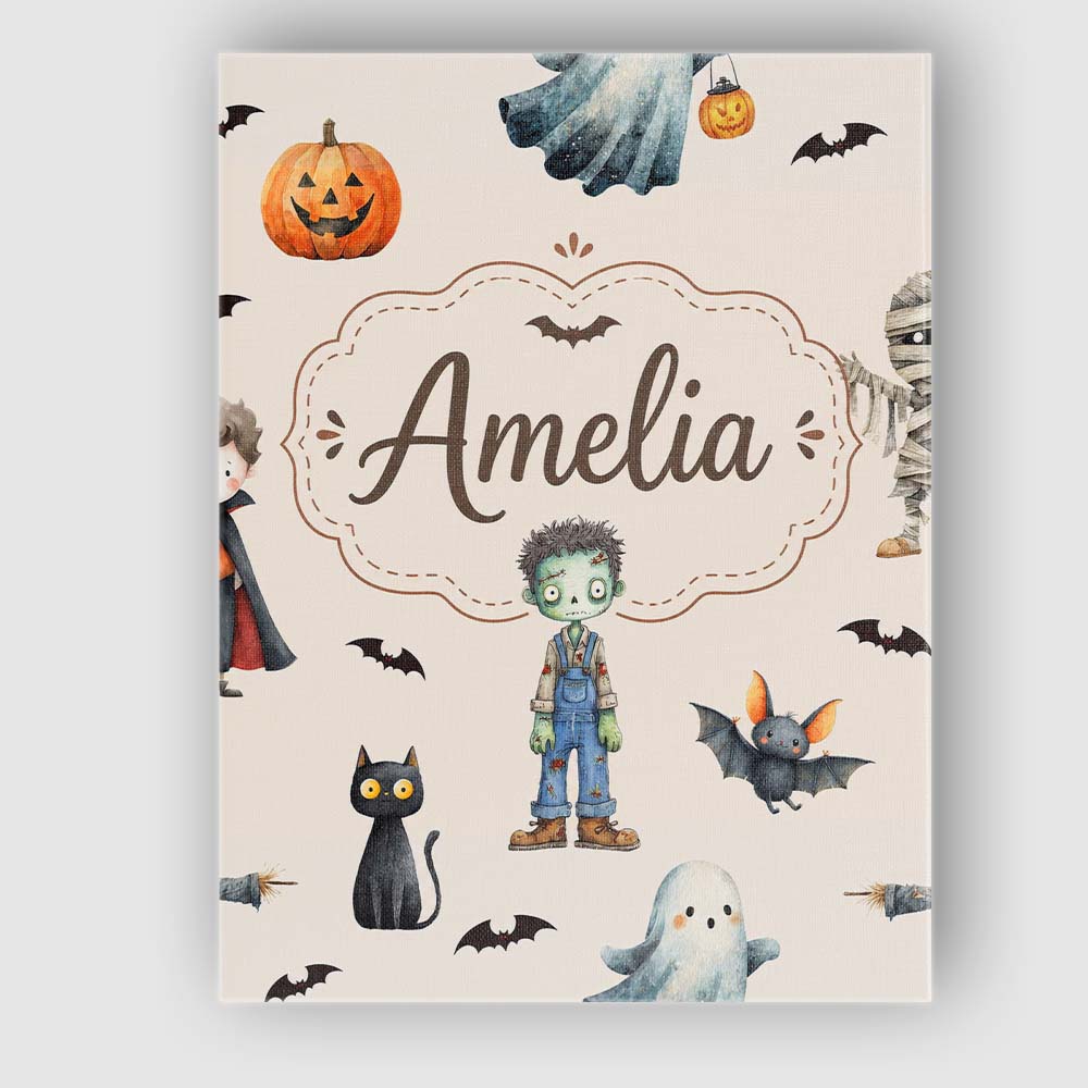 Personalised Name Halloween Zombie Mummy Custom  Unique Gift Idea Elegant Feature Canvas Wall Art Print Decor Picture Ready to Hang