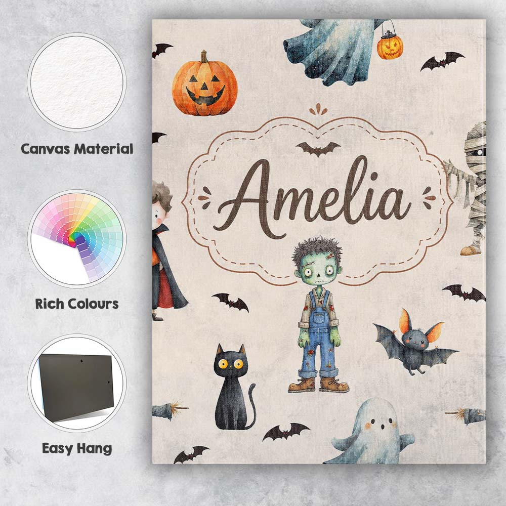 Personalised Name Halloween Zombie Mummy Custom  Unique Gift Idea Elegant Feature Canvas Wall Art Print Decor Picture Ready to Hang