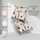 Custom Name Halloween Zombie Mummy and Bat Characters Background Square Filled Cushion Throw Pillow Sofa Bed Home Decor Zip Washable UK Made