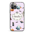 Halloween Zombie Mummy Vampire and Bat Characters Custom Name Protective Phone Case Mobile Cover Durable Everyday Smartphone Shock Resistant