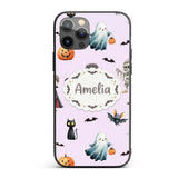 Halloween Zombie Mummy Vampire and Bat Characters Custom Name Protective Phone Case Mobile Cover Durable Everyday Smartphone Shock Resistant