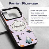 Halloween Zombie Mummy Vampire and Bat Characters Custom Name Protective Phone Case Mobile Cover Durable Everyday Smartphone Shock Resistant